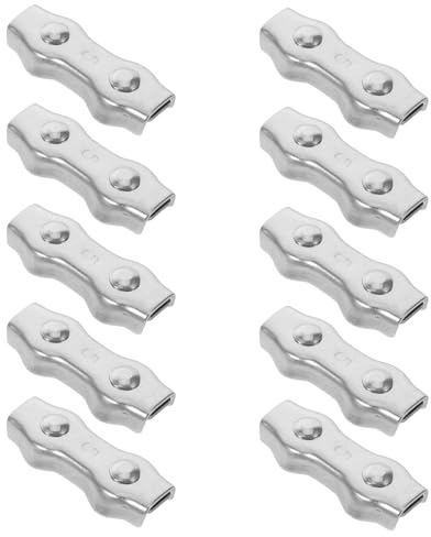 Anneome Morsetti per Cavi in Acciaio Inossidabile M5 Doppio Morsetto a Sella 10 Pezzi per Funi Metalliche, Clip per Cavi Duplex Resistenti per Sollevamento, Officina e Uso Esterno