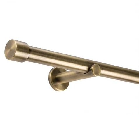 Deco-Raum Gardinenstange auf Maß 25mm Wandträger Style Endstück Cap messing-antik nach Maß gefertigt, ohne Ringe 310 cm, geteilt