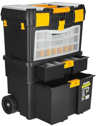 Chariot à outils modulable avec tiroirs et compartiments 3 niveaux 2 Tiroirs