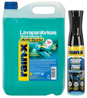 Rain-X Limpiaparabrisas Coche Anti Mosquitos 5L + Limpia Salpiaderos -300ml
