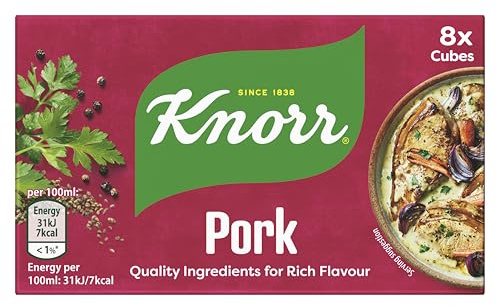 Knorr Cubi di brodo di maiale senza glutine per aggiungere un ricco sapore di maiale ai tuoi piatti 8x 10 g