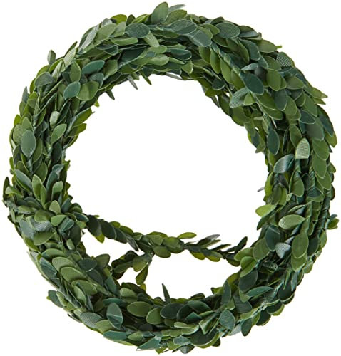 Rayher 5107300 Buchs-Girlande, Rolle 5 m, ca. 1 cm ø, künstliche Mini-Buchsgirlande aus biegsamem Draht, kleine filigrane Blätter, für Dekorationen, Hochzeit, Kommunion