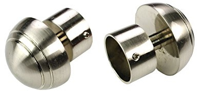 Liedeco Endstück, Endknopf Klassik Halbkugel für Gardinenstangen, Stilgarnituren 28 mm ø | Edelstahl-Optik | 1 Stück