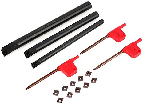 Yosoo bohrstange innendrehmeißel, CCMT0602 Drehwerkzeughalter-Set mit SCLCR 7x125mm 10x125mm 12x150mm Bohrstangen und 10 Einsötzen
