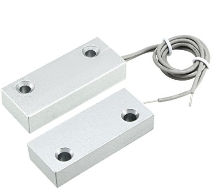 sourcing map NC Alarm Magnetischer Reed Schalter Sicherheit Rolltor Garagentor Kontakt Silber Grau MC-52