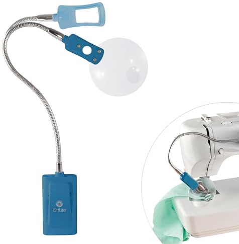 Ottlite LED 2 in 1 Sewing Machine Light | Clip Lamp, Sewing Machine Lamp | Lighted 3X Optical Grade Magnifier, 5X Spot Viewer | Great for Home, Workshop (Blue)