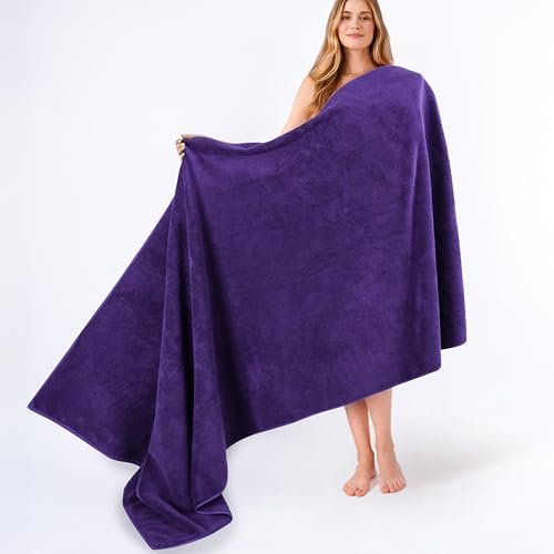 American Soft Linen Oversized 40x80 Bath Towel Sheet, Purple, 100% Cotton | Soft Absorbent Quick Dry OEKO Tex Standard 100 Certificated Durable Machine Washable Premium Hotel Quality
