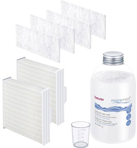 Beurer maremed Kombiset zur Anwendung mit dem MK 500 Meeresklimagerät, 1250g Spezial Meersalz, 4x Vorfilter, 2x Wasserverdunsterblock, 1x Messbecher