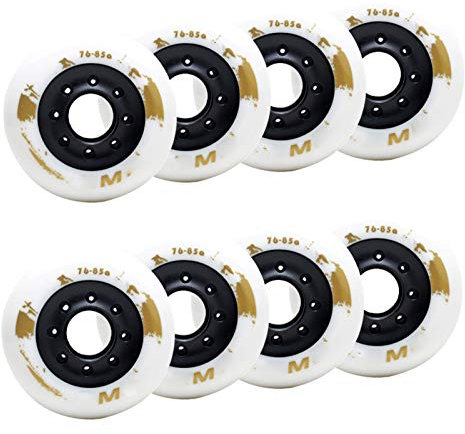 JHKJ Skating Ersatzr?der Skate 72Mm 76Mm 80Mm 85A PU Speed Inline Outdoor Rollschuh Ersatzr?der (Packung Mit 8 R?dern) F¨¹r Speed Skate Scooter Rollen,Wei?,80mm