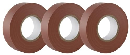 GTSE Isolierband Braun 19 mm x 20 m 3 Rollen | Strapazierfähig, selbstklebend, PVC, zum Schutz und Reparieren von Kabeln