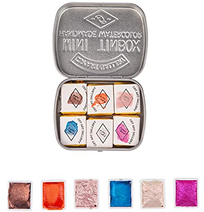 Csy Art Gallery Handgefertigte Künstler-Aquarellfarben, Metallic-Glitzer, einfarbig, Retro-Metallgehäuse, Perlglanz-Farben-Set glitzernd, professionelle Aquarellfarbe (Rainbow)
