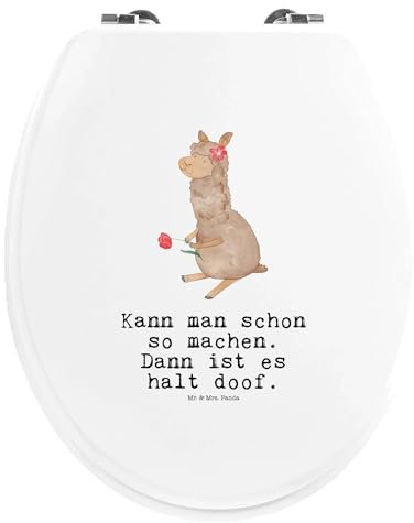 Mr. & Mrs. Panda Motiv WC Sitz Alpaka Blume - Geschenk, Motiv Alpaka, Klobrille, Alpaka Dekor, Toilette, Klodeckel, WC-Sitz, Lama, Alpaka Witz,