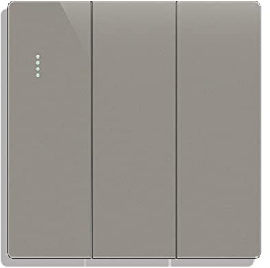 CNBINGO Interruptor de botón basculante grande con puntos de fósforo, placa de pared moderna gris mate, interruptor de luz triple eléctrica, 3 bandas 2 vías, 16A 250V