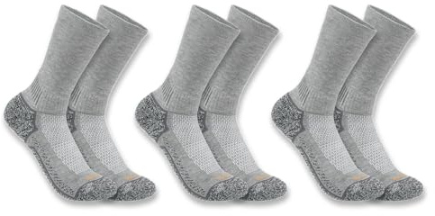 Carhartt Men's SC4223M Force® Midweight Crew Sock 3-Pack - Large - Charcoal