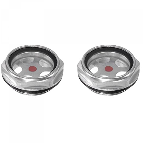 uxcell Air Compressor Oil Level Gauge Sight Glass M42x1.5mm Male Threaded Aluminum Liquid Indicator Sight Window 2Pcs