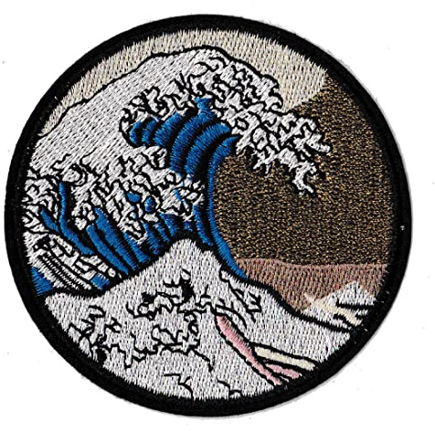 Patche écusson brodé Grande Vague Kanagawa patch thermocollant