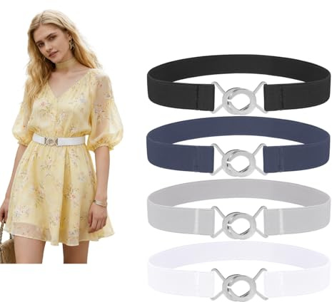 LEACOOLKEY Elastische Gürtel Schmal Damen Männer Stretchgürtel Skinny Taille Gürtel dünnen Gürtel für Kleid Jeans