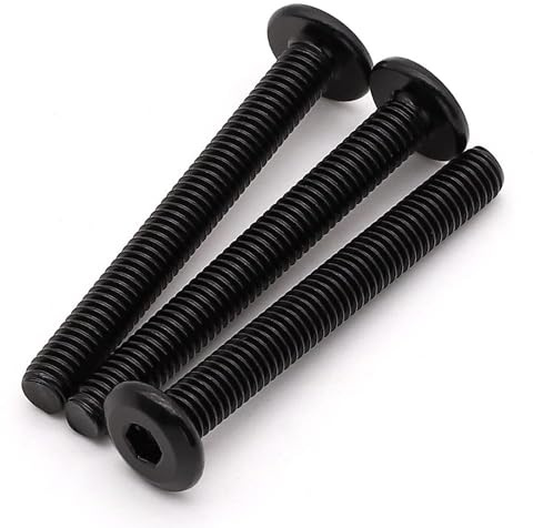 RoyceMart 1/4-20 x 3 (10 PCS) Flat Head Socket Cap Screw, 304 Stainless Steel 18-8 Binding Screws, Full Thread, Connection Bolts, Furniture Bolts, Black Coated