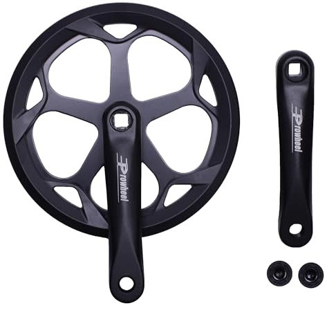 PROWHEEL 152MM/160MM/165MM/170MM/175MM Bike Crankset,46T/48T/52T Steel Chainring Bike Crank Arm Set,Double ChainWheel and Replacement Chain Guard,Compatible with City Bike,MTB,Electric Bicycle,Cargo