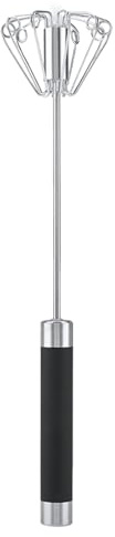 Cyrank Fouet Rotatif Universel Tout Usage, 2 Pièces, Batteur à œufs Semi-automatique En Acier Inoxydable, Noir, 24 cm x 5,5 cm