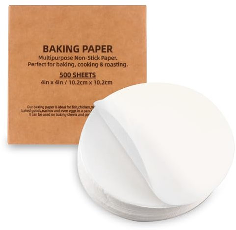 Backpapier Rund 10,2 cm, 500 Stück Backpapier Zuschnitte, Antihaft Fettdicht Pergamentpapier Zum Backen, Butterbrotpapier für Kuchen, Pizza, Burger, Käse (Weiß, 500 Stück-10.2 cm)