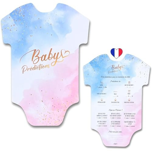Céparty x25 - Biglietto di gioco per baby shower – Kit ideale per Gender Reveal e festa prenatale, animazione tendenza prognosi nascita del futuro bambino ragazza o ragazzo, carte rosa e blu per