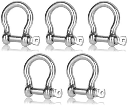 SEQLTWFC Lot de 5 manilles de Voile en Forme de D en Acier Inoxydable 304 antirouille à Visser, Manille d'ancrage en Forme de D, Style européen(M10)