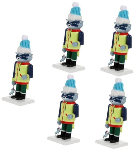 TOPBATHY 5 Pièces Casse-Noisette Animaux Ornement Animal de Dessin animé Mini-Jouets Goodies Noel Decoration Noel décor Le Petites Figurines Casse-Noisette Casse-Noix Animaux en Bois