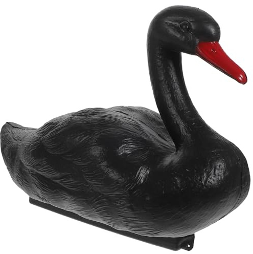 CORHAD Künstlicher Schwan Teich Dekoration Gartenteich Deko Figur Schwimmender Schwan aus Langlebigem Pe Schwarz Tierfreundliche Farbe für Außenbereich