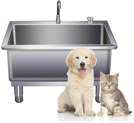 Hundebadewanne Edelstahl Hundebadewanne, professionelle kommerzielle Hundebadewanne aus Edelstahl, Hundeduschwanne, Hundewaschbeckenstation für mittelgroße und kleine Haustiere, Hundewaschst