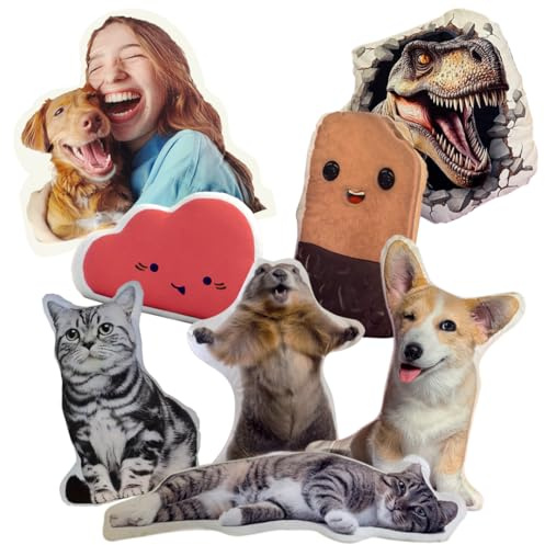 Teetaly Cuscino 3D Personalizzato con Foto del Tuo Gatto o Cane, 40X50 cm, Idea Regalo Unica per San Valentino, Compleanni e Festa della Mamma, Cuscino Animale da Compagnia Realistico