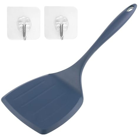 Paletta extra grande in silicone, 32 cm, paletta per pancake con manico antiscivolo, paletta monoblocco, facile da pulire, ideale per cucinare e cuocere (blu)