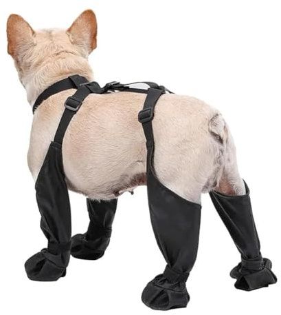 Benssey Hundeschuhe, Wasserdicht, Schmutzabweisend, Hundepfotenschutz mit Hosenträgern, rutschfeste Hunde-Regenstiefel für Winter, Schnee, Outdoor, M