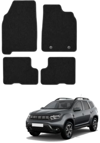 MatTrax - Car Mats for Dacia Duster 2018 to 2024 – Tailored Car Carpet Car Mats Set with Accessories – Anti-Slip Car Floor Mats, Waterproof – Easy to Clean - Black Edging,Carpet