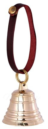 Cloche d'entrée décorative en laiton à suspendre de 5,1 cm avec sangle en cuir pour la maison, la grange, la ferme et le magasin