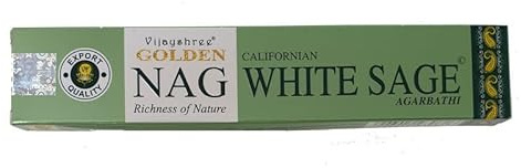 Golden Nag Verschiedene Düfte Original aus Indien Handgerollt Meditation Entspannung Aromatisch GRATIS Räucherstäbchen Halter (White Sage, 3)