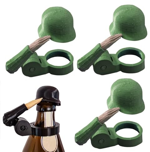 RynoPulse Soldat Salut Bierflaschenhelm, Einzigartiger Soldatenhelm und Salut-Pose Flaschenöffner, Lustige Geschenke für Militärliebhaber, Männer, Väter