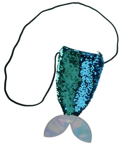 NIYANGLE Blau Meerjungfrau Flossen Tasche Junge Mädchen Pailletten Umhängetasche Reversible Handytasche Münzfach Mädchen Portabel Alltag Geschenk