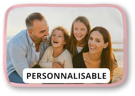 GIFART Tischset Personalisiert mi Bild - Platzset Personalisierbares mit Foto und Text - Geschenk zum Geburtstag, Weihnachten - Verschiedene Materialien (Rosa Stoff)