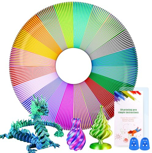 PITMT PLA filament 1,75 mm, 20 st 3D PLA 3D-penna filament för två färger 3D-penna, 5 m vardera, 3D-filament för barn och vuxna, PLA-filament för ODRVM, Tecboss, 3D-skrivare penna