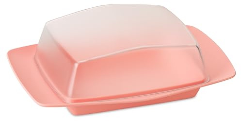 Koziol RIO - Mantequera para 250 g de mantequilla, con tapa, para almacenar y servir, plástico biocircular, irrompible, apto para lavavajillas, mesa cubierta, cocina (rosa dulce)
