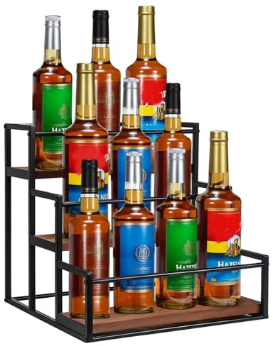 Coffee Syrup Organizer Rack,3 Tier Coffee Syrup Organiser,12 Bottle Syrup Holder Stand for Dressing Coffee Bar & Station Accessories,Liquor Bottle Display Shelf for Countertop Kitchen Coffee Bar