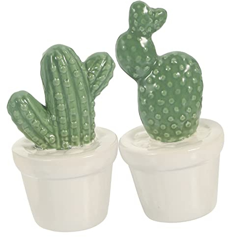 VALICLUD Statuette Di Cactus in Porcellana 2 Pezzi Decorazioni a Tema Cactus Per Scrivania e Casa Ornamento Centrotavola Colorato Resistente