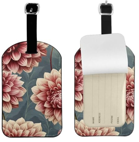 Dahlia Étiquette élégante avec imprimé floral pour valises et sacs de voyage 10 x 7 cm