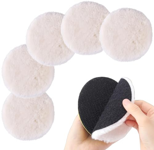 Tampon de Polissage Laine 125 mm pour Ponceuse orbitale, Lot de 5 pièces, épaisseur 2,6 cm, Blanc, Accessoires rénovation Voiture Bois métal Nettoyage Rapide Efficace