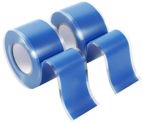 Anyknow 2-Pack Blue Silicone Tape (20 Ft Total) - Flexible Grip Tape for Sport Rackets & Fishing Rods - Leak Seal Repair for Irrigation Pipes - Easy-Peel Liner, 1 Inch x 10 Feet