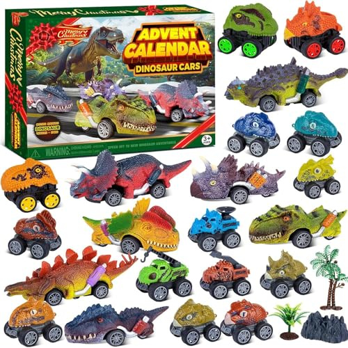 24 Days Pull Back Dinosaur Cars Advent Calendar 2025, Dinosaur Advent Calendars, Dinosaurs Cars Toy Advent Calendar 2025, Monster Truck Advent Calendars, Surprise Dino Car Gifts for Boys 3-12