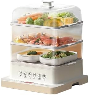 Vaporiera elettrica 110V/220V for uso domestico, multifunzionale, grande capacità, automatica, a 3 strati(220V,US)