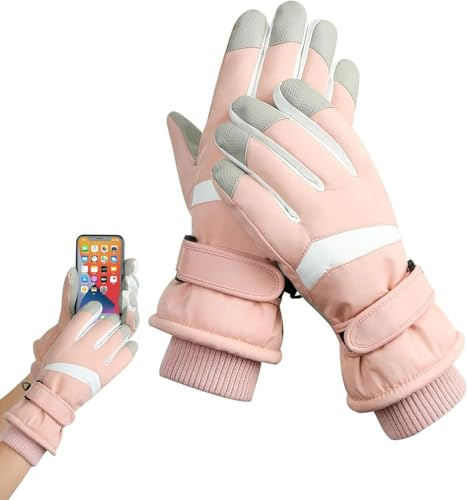 Ulluthu Gants de Ski d'hiver pour Femme, Gant de Ski d'hiver Coupe Gant Chaud Imperméable Écran Tactile pour Adulte Gants de Snowboard à Écran Tactile pour Running Alpinisme Snowboard, Le Cyclisme