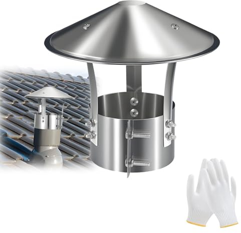 Generico 75mm-315mm Argento Comignolo in Acciaio Inox Comignolo Canna Fumaria Comignolo Antivento per Condotti di Stufe e Caminetti(250mm/10in)